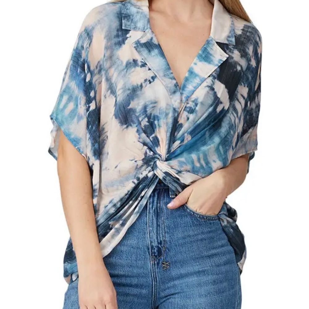Fifteen Twenty Tie Dye Twist Front Top